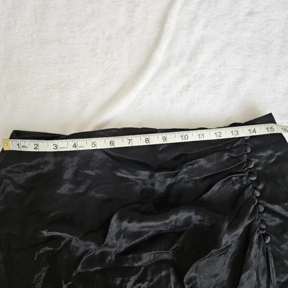Zara Satin High Waisted Midi Skirt Black Size Large NWT - Picture 7 of 9